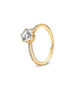 Clear Sparkling Crown Solitaire Ring