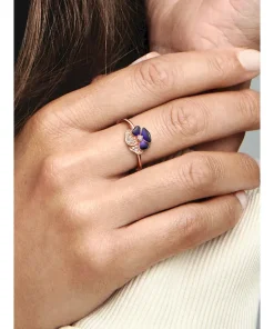 Alternative view of FINAL SALE - Deep Purple Pansy Flower Ring
