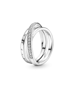 Crossover Pavé Triple Band Ring
