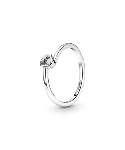 Clear Tilted Heart Solitaire Ring