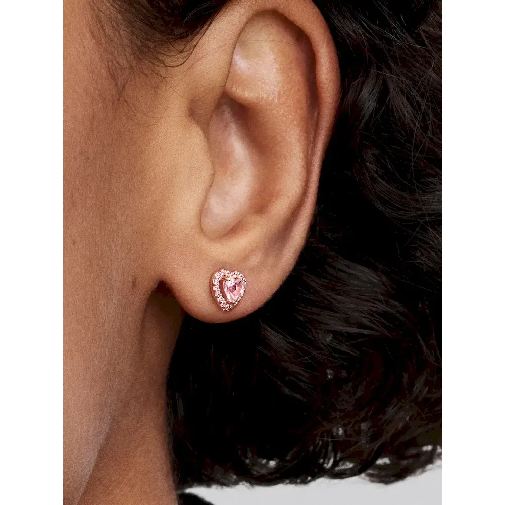 Pink Elevated Heart Stud Earrings - Image 2
