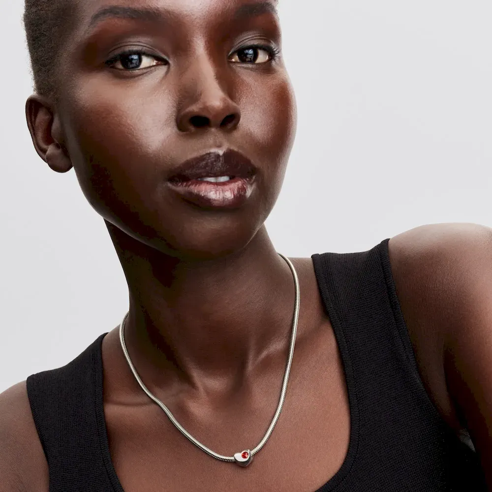 Engravable Red Stone Heart Charm - Image 3