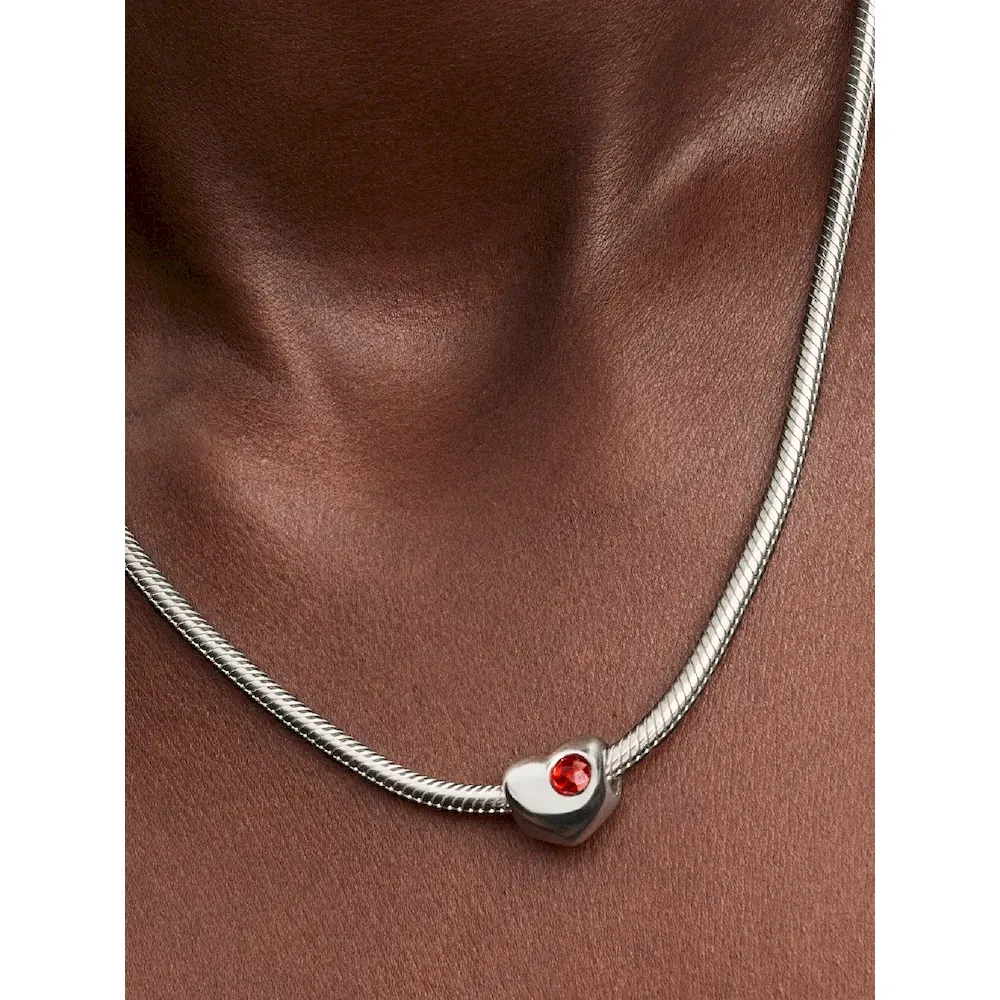 Engravable Red Stone Heart Charm - Image 2