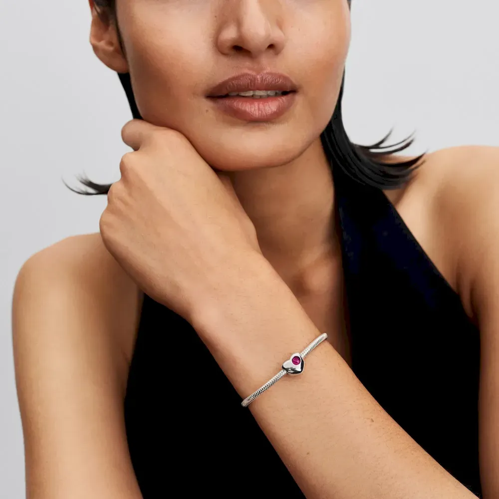 Engravable True Red Stone Heart Charm - Image 4