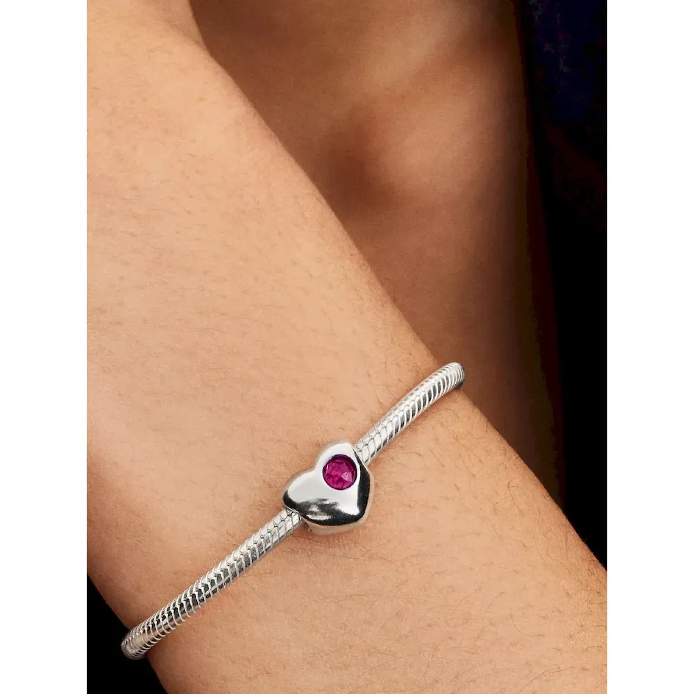 Engravable True Red Stone Heart Charm - Image 2