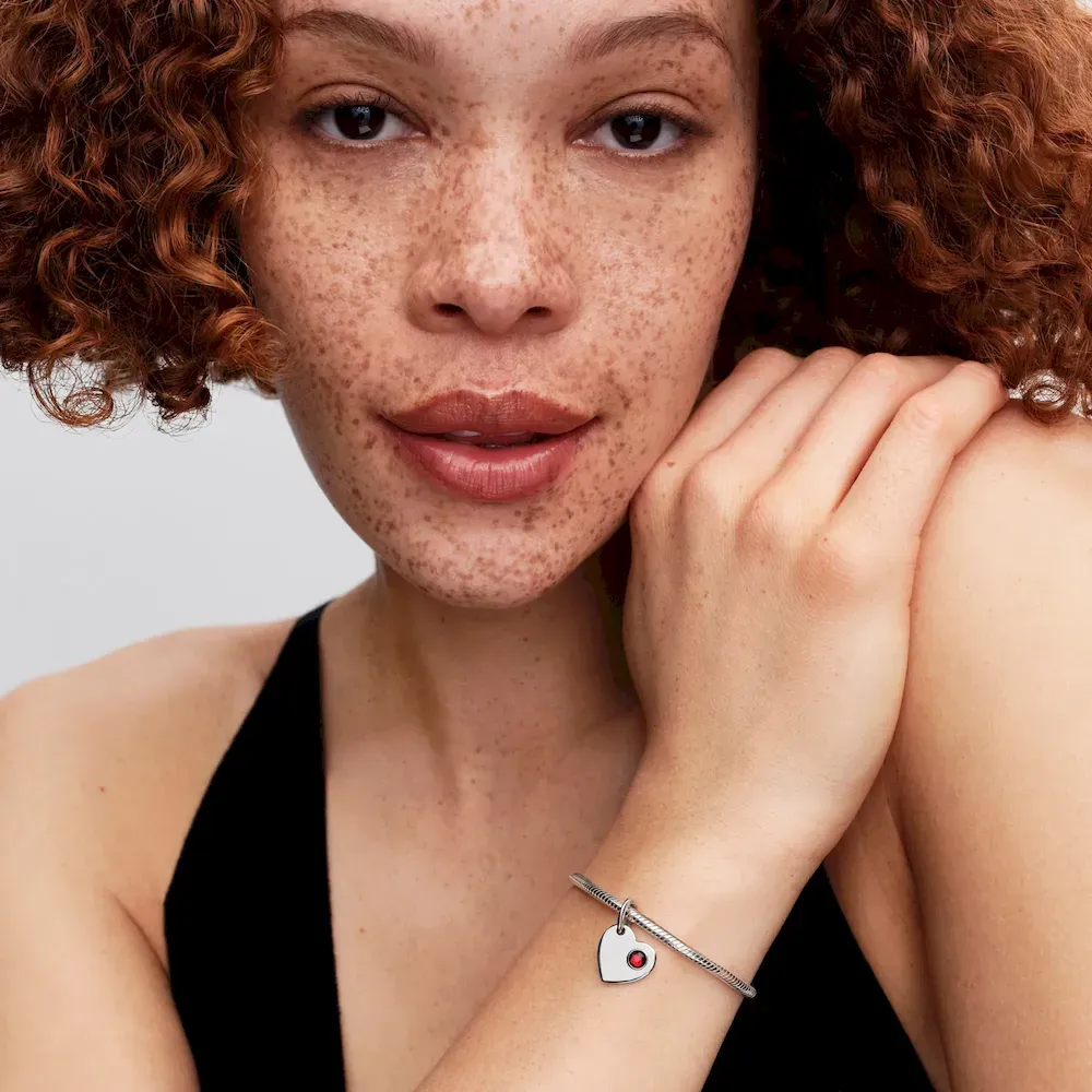 January Red Stone Heart Dangle Charm - Image 4