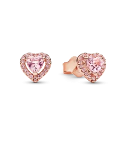 Pink Elevated Heart Stud Earrings