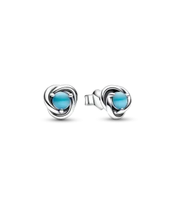 December Turquoise Blue Eternity Circle Stud Earrings