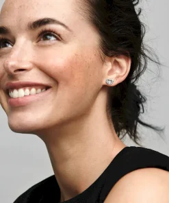 Alternative view of Radiant Heart & Floating Stone Stud Earrings