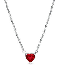 Sparkling Heart Halo Pendant Collier Necklace