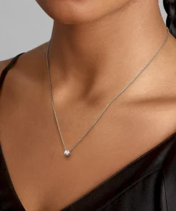 Alternative view of Pandora Era Bezel Sterling Silver Lab-grown Diamond Pendant Necklace