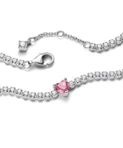 Alternative view of Pink Sparkling Heart Tennis Bracelet