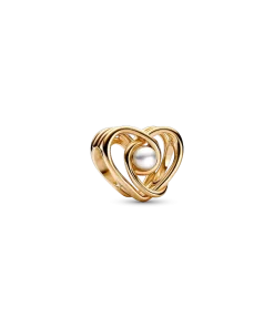 Openwork Swirling Heart & Treated Freshwater Cultured Pearl Charm