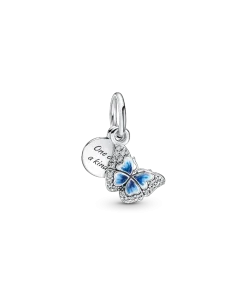 Blue Butterfly & Quote Double Dangle Charm