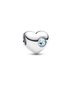 Engravable Sea Aqua Blue Stone Heart Charm