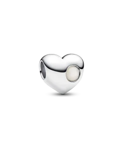 Engravable White Stone Heart Charm