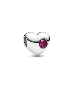 Engravable True Red Stone Heart Charm