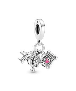Airplane, Globe & Suitcase Dangle Charm