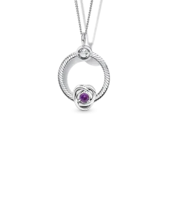 February Birthstone Eternity Circle O Pendant Set