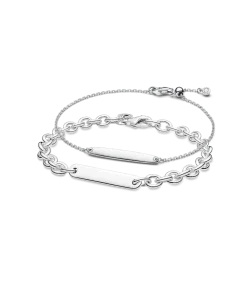 His & Hers Engravable Silver Bracelet Set