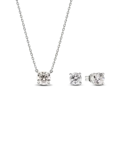 Pandora Era Lab-grown Diamond Pendant Necklace and Earring Set 2.00 carat tw 14k White Gold