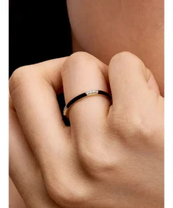 Alternative view of Black Enamel & Stones Ring