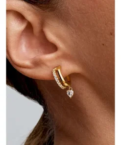 Alternative view of Dangling Heart Hoop Earrings