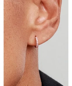Alternative view of Sparkling Pink Huggie Hoop Earrings